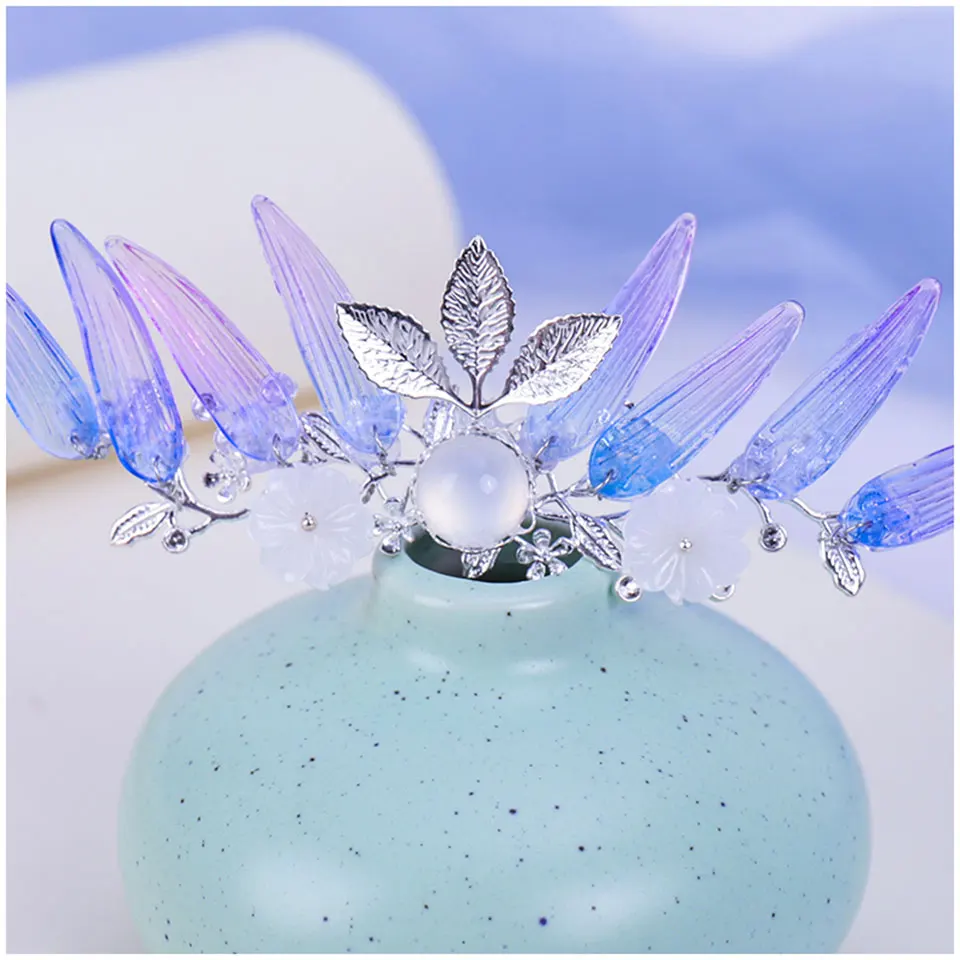 Flower Hair Stick Crystal Alloy Flowers Hair Pin Vintage Chinese Hair Fork Handmade Bridal Jewelry Accessories - Цвет: FZY