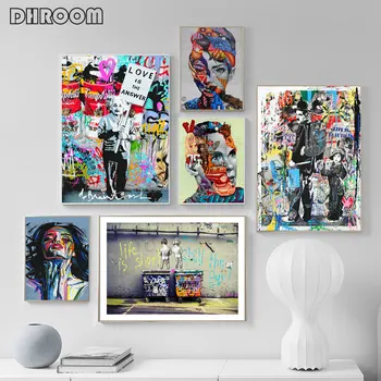 

Street Wall Graffiti Art Canvas Painting Abstract Colorful Animals Character Posters Canvas Prints for Living Room Cuadros Decor
