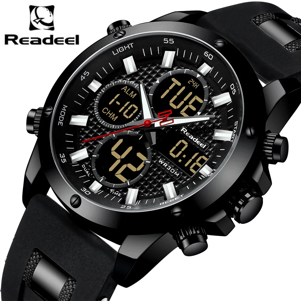 

2019 Fashion Men Watch Readeel Brand Sports Watches Mens Led Digital Quartz Rubber Waterproof Chronograph Watch For Men Relogio