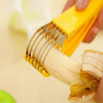 

Stainless Steel Banana Cutter Fruit Vegetable Sausage Slicer Salad Sundaes Tools Cooking Tools Kitchen Accessories Gadgets