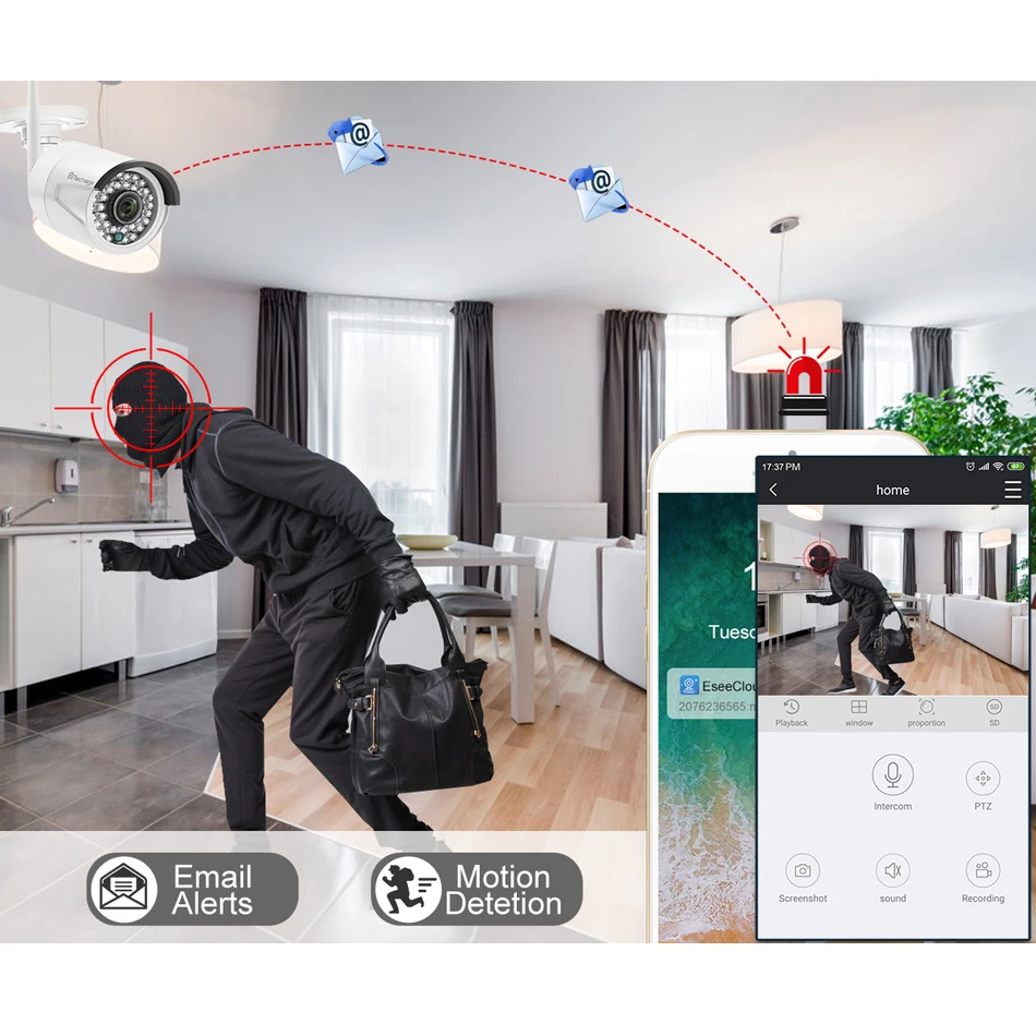  Techage 8CH Audio Sound Wireless CCTV Security System 1080P 2MP Wifi NVR Waterproof Camera P2P Vide