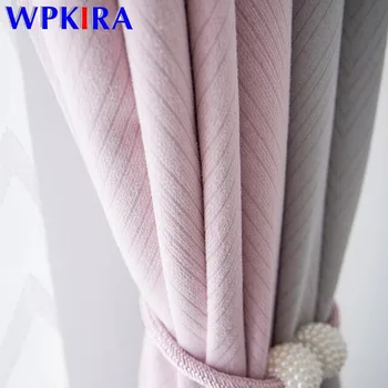 

Modern Geometric Jacquard Shading Curtain Pink Grey Stitching imitation cashmere Fabric Window Drapes for Living room Bedroom &3