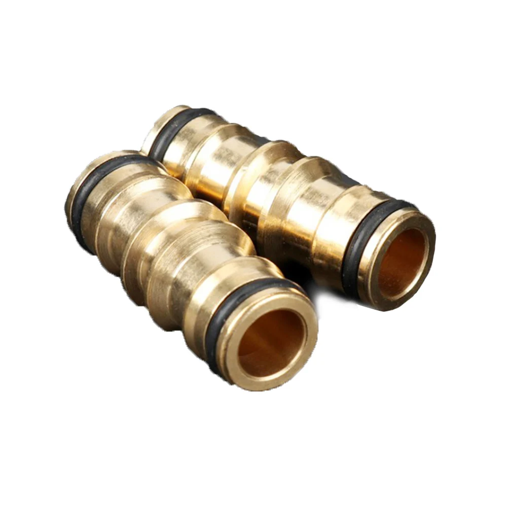 Two-Way Copper Nipple Garden Water Hose Repair Quick  Straight Connector 