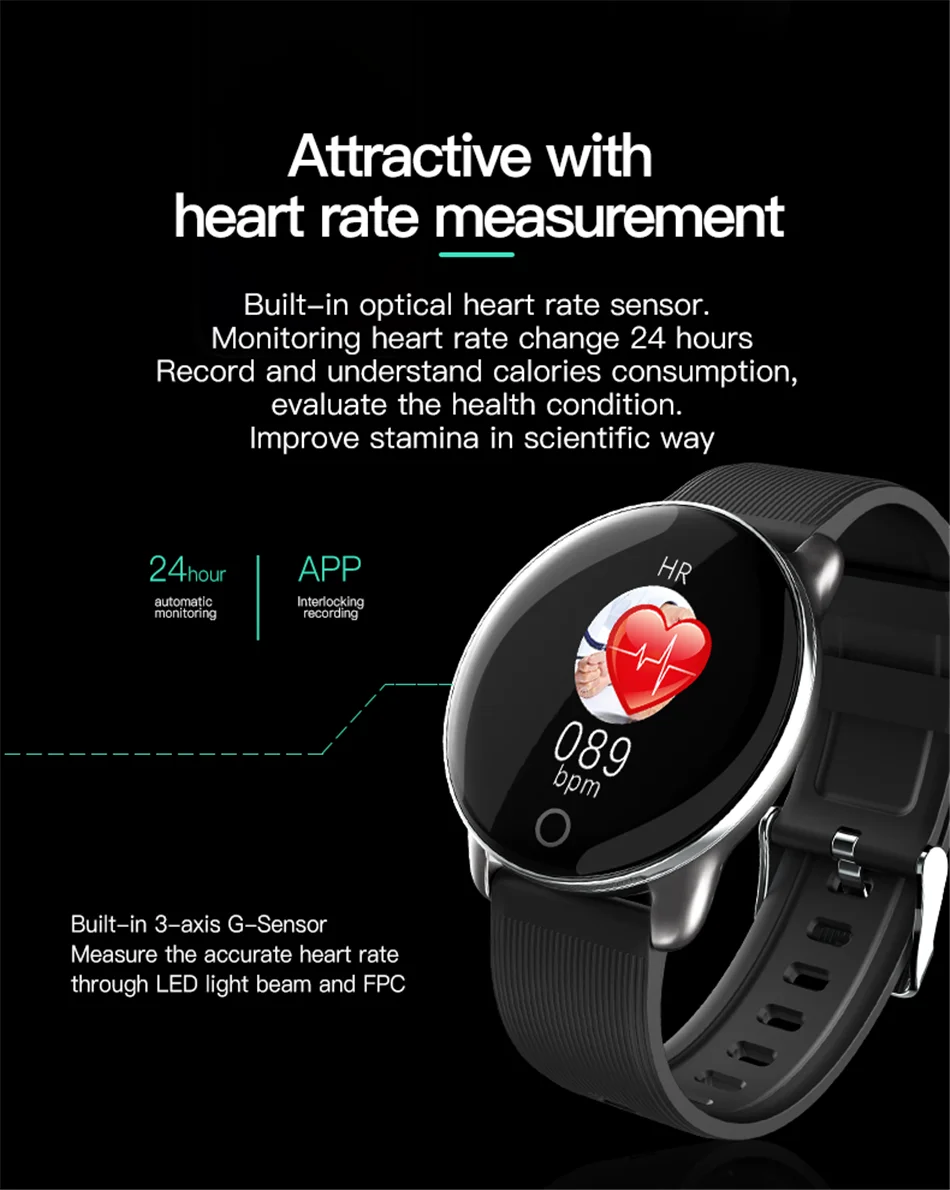 Gejian Для мужчин Смарт-часы модные Цвет Экран мульти-режим движения сердечного ритма оксиметр-Шагомер здоровья Смарт-часы с мониторингом для женщин