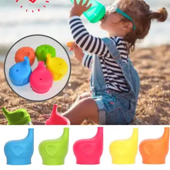 

1pc Children Soft Water Bottle Mouth Cup Drink Bottle Spill-proof Caps Soft Silicone Elephant Shape Suction Nozzle Bottle Cover