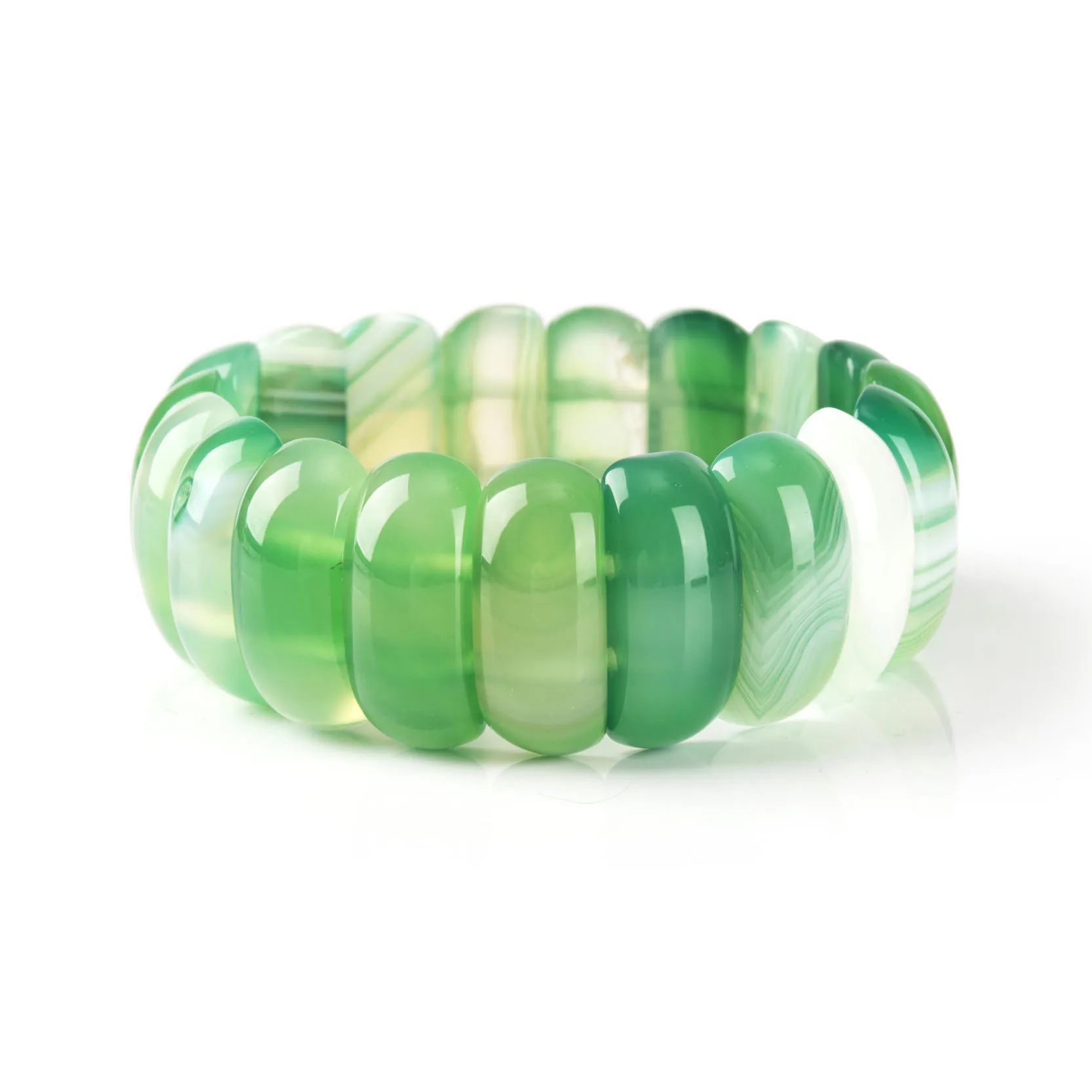 Женский браслет в зеленую полоску квадратный из натурального камня украшение