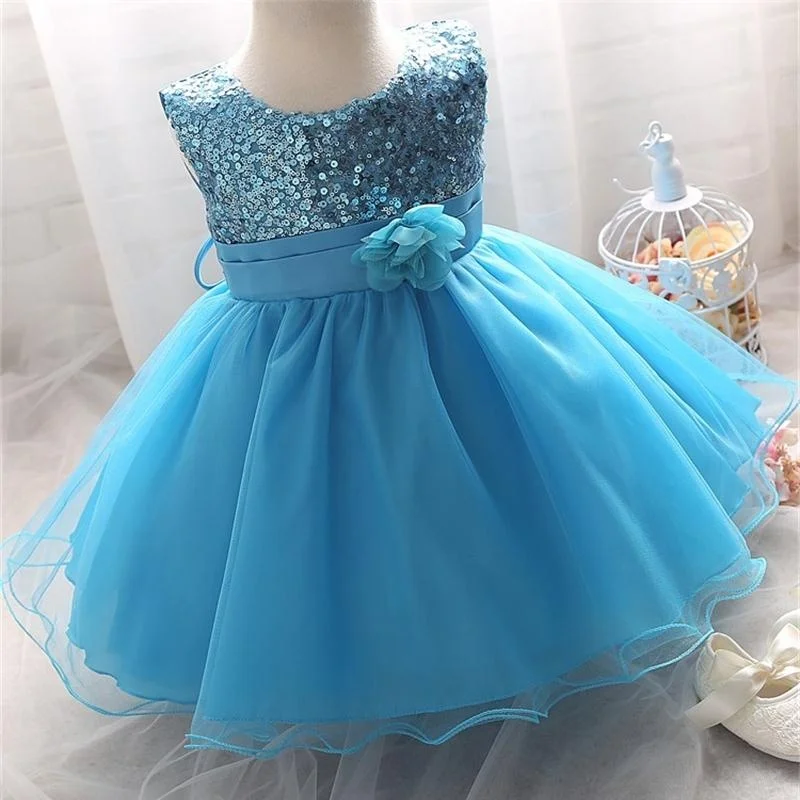blue baby dress Платье для новорожденных девочек летние вечерние платья с фатиновой юбкой платья для маленьких девочек на 1 день рождения Vestidos Bebes/платья-пачки - Цвет: blue baby dress