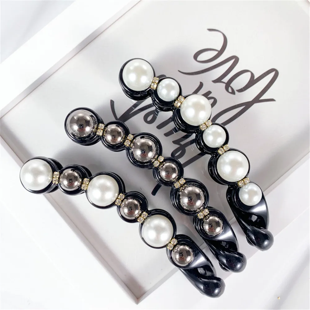 1Pc Pearls Hairpins Hair Clips Jewelry Banana Clips Headwear Women Hairgrips Girl Ponytail Barrettes Hair Pins Accessories hair clips hair accessories