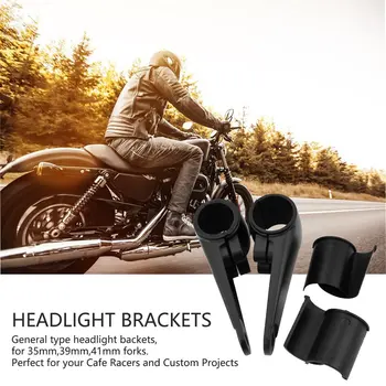 

35/39/41mm Motorcycle Headlight Mount Bracket Fork Ear Billet Aluminum For Harley Custom Universal Cafe Racer Black