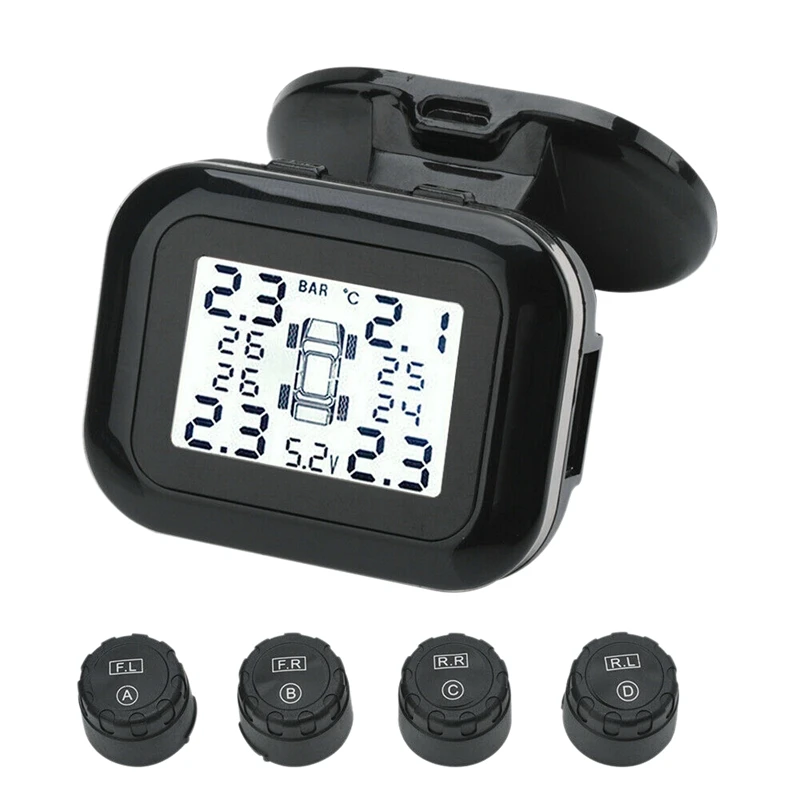 ЖК TPMS Автомобильная беспроводная система контроля давления в шинах Система контроля температуры в шинах с 4 внешними датчиками