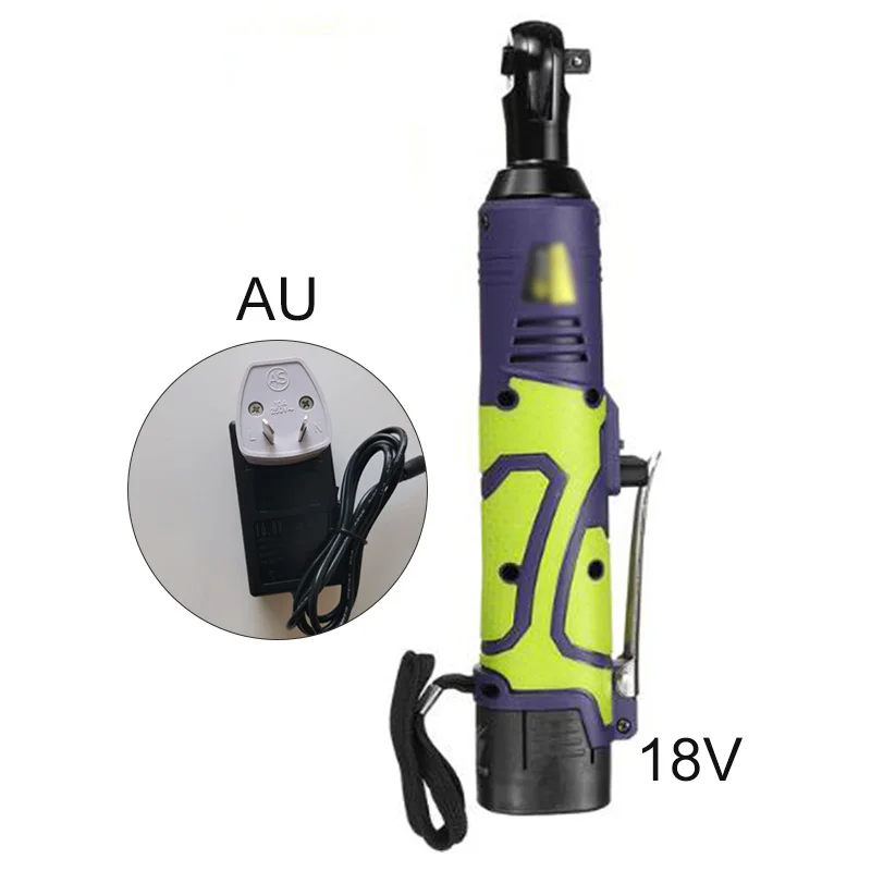 

50N.m 18V 3/8inch Rechargeable right angle cordless Wireless Electric Ratchet Wrench + Charger + Battery US/UK/EU/AU Tools Set