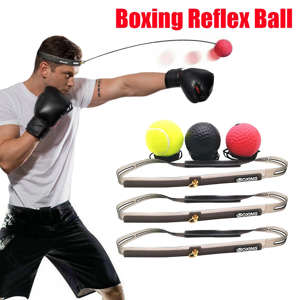 Boxing Reflex Speed Training PU Punch Ball Elastic Headband Set for Boxer UK 