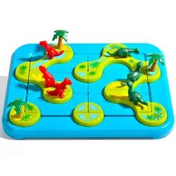 Alta qualidade dos desenhos animados quebra cabeça dinossauro em ilhas místicas jogo de tabuleiro plástico divertido puzzle brinquedo trem habilidades cognitivas para crianças