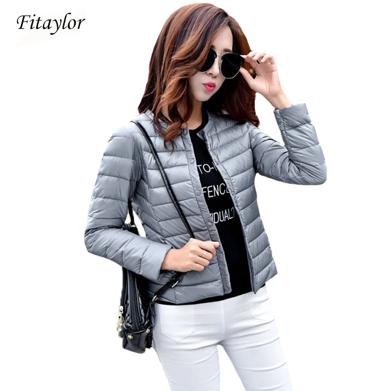 Fitaylor Новинка Осенний женский ультра светильник куртка пуховик на белом утином