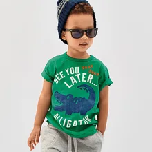 Новая Стильная летняя детская одежда в европейском и американском стиле; трикотажная Детская футболка с короткими рукавами из джерси с заниженной талией из чистого хлопка