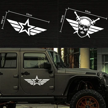 

B/W Waterproof Car Sticker 4X4 Mountain US Army Star US Army Skull for Jeep Cherokee Wrangler Renegad Funny Vinyl Decal Sticker