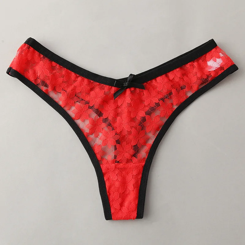 French Sexy Thong Pants Summer New Fashion Panties Low Waist Seamless  G-String Female Ice Silk Underpants Sexy Lace Panties