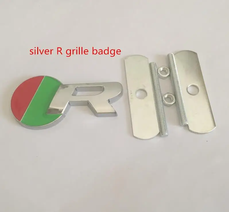 silver R grille 1 шт. металлический R S логотип автомобиля эмблема на решетку радиатора боковой задний щиток багажник наклейка значок для радиаторной решетки для XJ XE XF S-TYPE X-TYPE F-TYPE - Название цвета: silver R grille