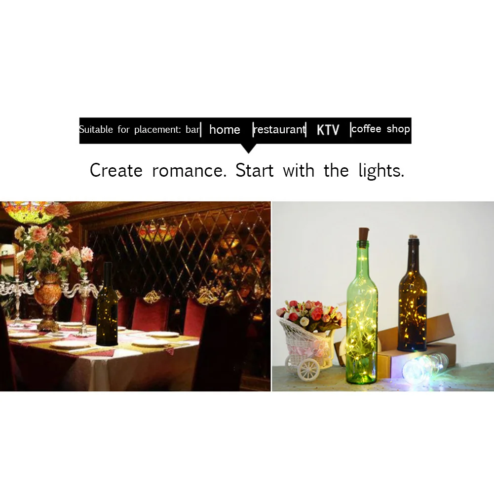 6PCS 2M 20 Cork Light AAA Battery LED Cork Light String Wine Bottle Decoration Copper String Warm DIY christmas decorations