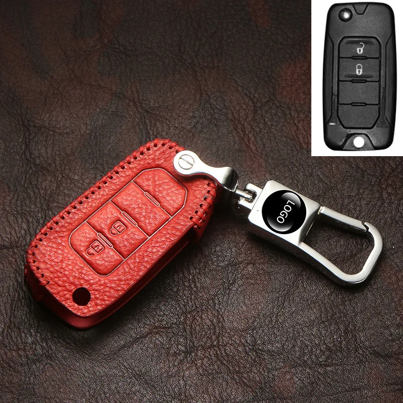 Кожаный чехол с верхним слоем для ключей, кольцо-держатель для Fiat/Jeep Renegade Grand Cherokee Chrysler 300C