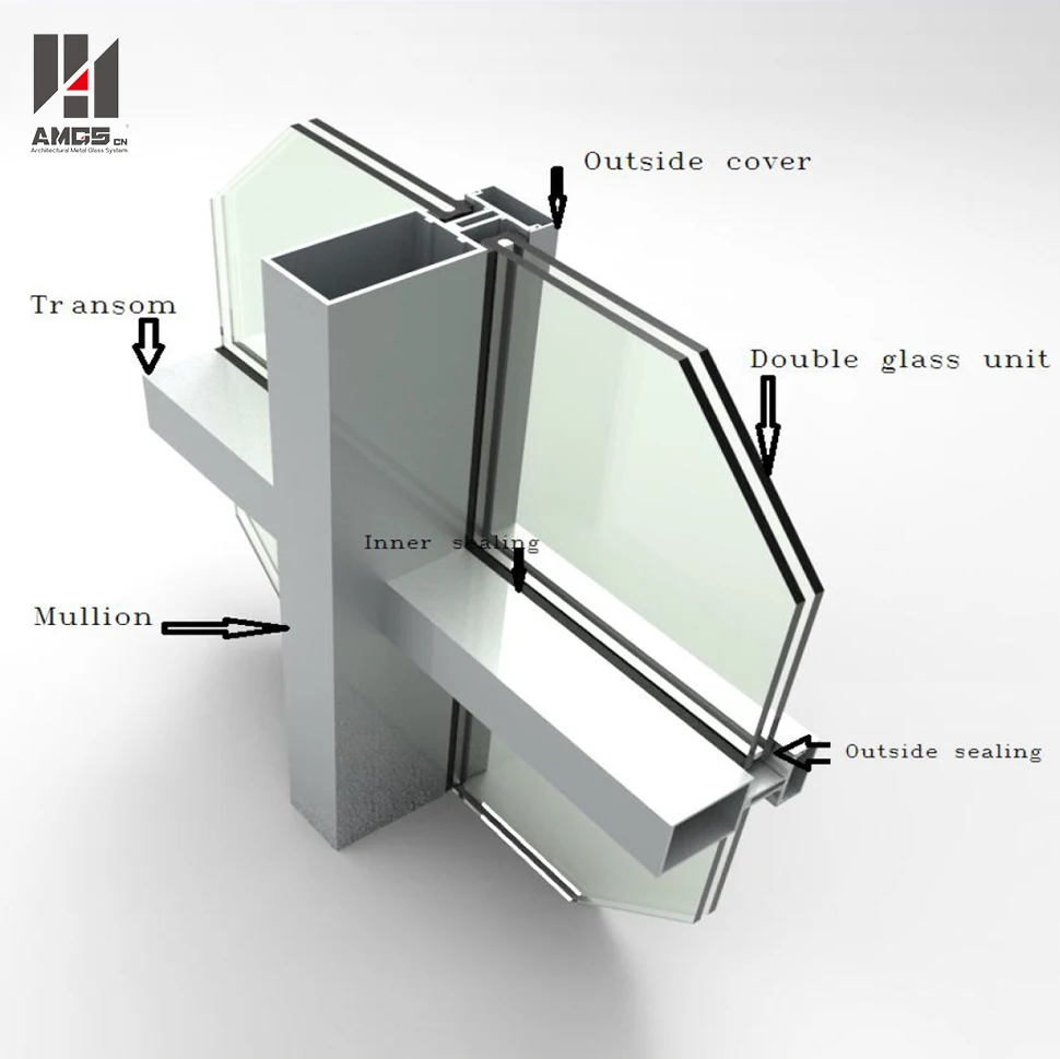 building project facade panels exterior aluminum double glass curtain walls