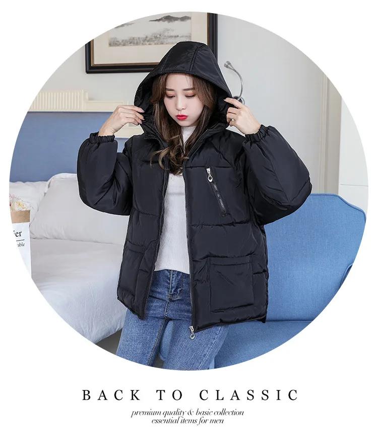 Down Coat Women's Short Online Celebrity Style Korean-style Students Loose-Fit Short-height Winter Cotton-padded Clothes INS Ver