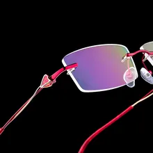 Ультра-легкий сплав сердце женские металлические сверхлегкие очки без оправы дальнозорная рамка Алмазная отделка близорукость оптика рамка