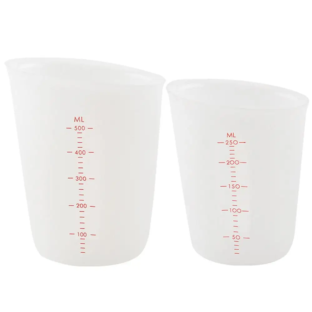 

250ml/500ml Translucent Double Scale Measuring Cup Baking Tool Silicone Silicone and Durable ,Easy to Carry 35DP19