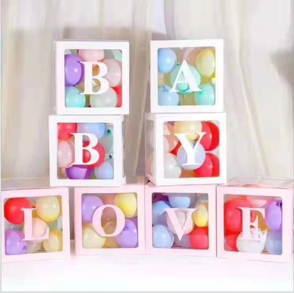 Квадратные прозрачные коробки для воздушных шаров A Z с надписью Baby Shower