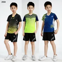 Высокое качество, Детские теннисные рубашки и шорты, спортивные костюмы, Детский комплект с коротким рукавом для бадминтона, для мальчиков и девочек, для настольного тенниса, Джерси, спортивная форма