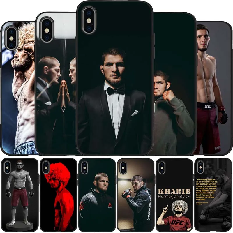 Черный силиконовый чехол khabib nurmagomedov для iPhone 12 XR XS Max 5 5S SE 2020 6 6S 7 8 PLUS X 11Pro 11 |