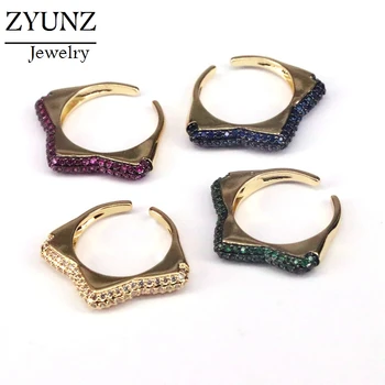 

4PCS, Open CZ Star Ring, Gold Color Ring, Cz micro pave Ring, Love Ring