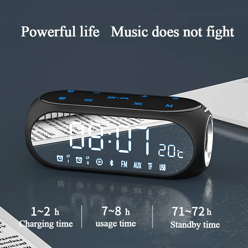 SOAIY S69 беспроводной динамик Bluetooth 6D стерео Бас открытый автомобиль часы светодиодный FM радио Поддержка TF портативный мини зеркало сабвуфер