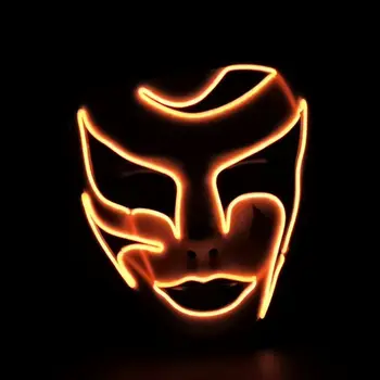 

New Halloween Festival Glowing Mask Ghost Face Mask Bar Masquerade Fluorescent Party Performance Fearsome Night Light Mask