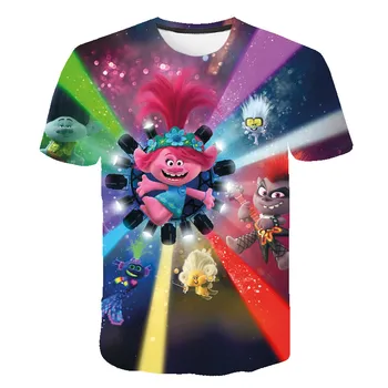

2020 movie Children Cartoon Trolls Print Funny T-Shirts Kids Summer Tops Boys/Girls Short Sleeve Clothes Casual Baby Tee shirt