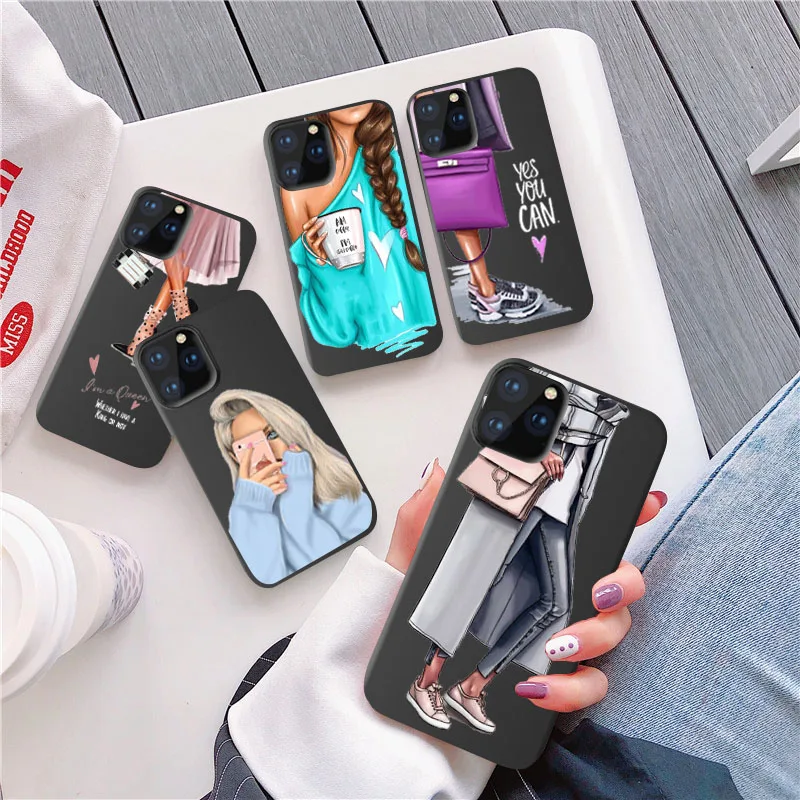 Fashion Girl Bag Coffee Luxury Phone Case For Fundas iPhone 11 Pro Max 5S 6 6S 7 8 Plus X XS XR Soft Shell for | Мобильные телефоны