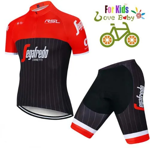 2019 Child Cycling Jersey Set Summer Short Sleeve Cycling Shirt Boys Bicycle Clothes Clothing Red  Fashion Sports Wear