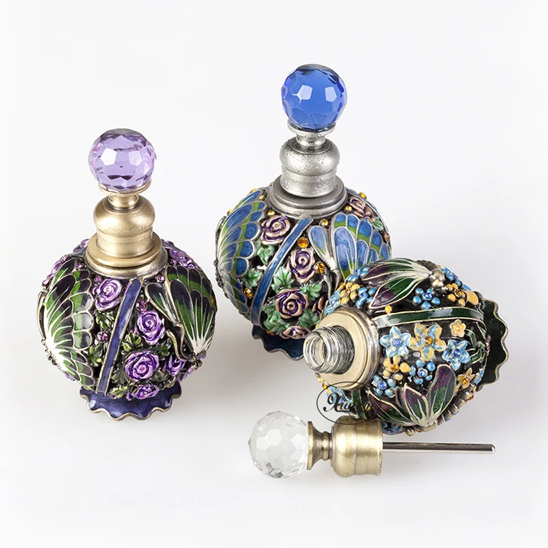 Стеклянный пустой флакон для духов 6 мл винтажный металлический цветок дюйма |