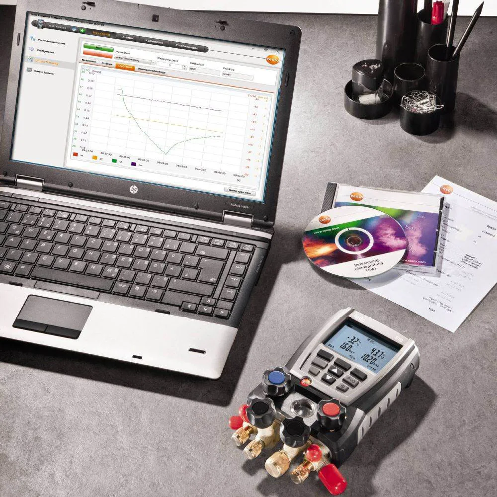 Testo 570-2 цифровой манометр набор 4 клапана с 2 зажимами холодильного манометра хранение данных внутренний Вакуумный датчик