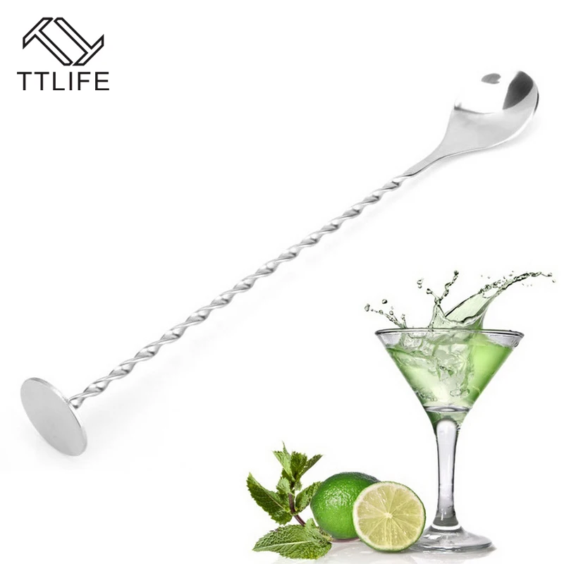 

TTLIFE Stainless Steel Threaded Bar Spoon Swizzle Stick Coffee Cocktail Mojito Wine Spoons Barware Bartender Tools Accessories