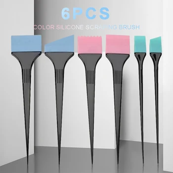 

6pcs Silicone Dyeing Brushes Hair Coloring Applicator Brush Tools Styling Scraper Tool Hairdressing Accessories