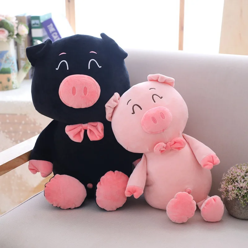 Piggy Cute Cartoon Animal Pink Black Pig Funny Pig Baby Sleeping Sofa Pillow Doll Kid Toy