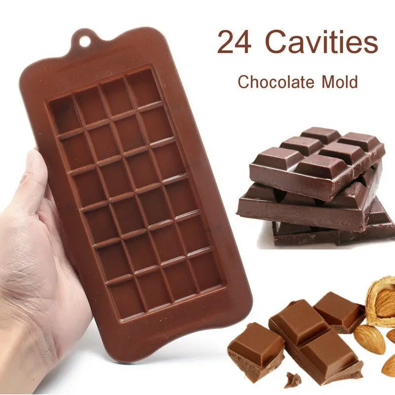 

1PC 2020 24 Grid Square Chocolate Mold Bar Block Ice Silicone Cake Candy Sugar Bake Mould