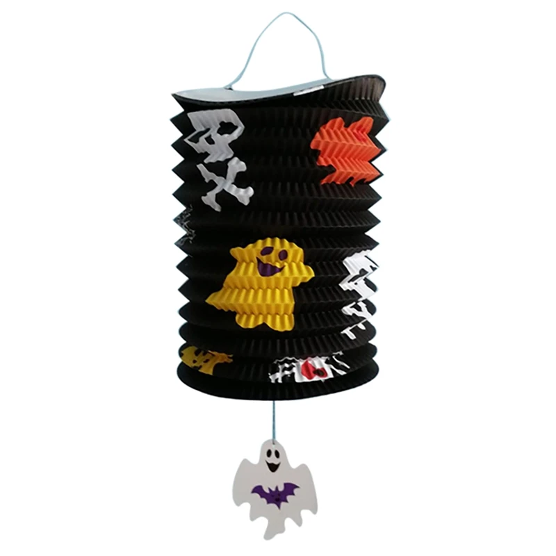 Цвет: желтый Halloween Party Decoration Toy Foldable Organ Paper Lantern For Halloween Children\'s Portable Folding Organ Paper Lantern - Цвет: Цвет: желтый