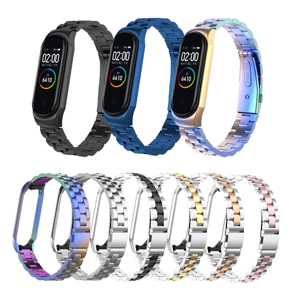Hangrui металлический браслет из нержавеющей стали mi Band 4 ремешок для Xiaomi mi Band 4 3 сменный ремешок mi Band 4 3 браслет ремешок