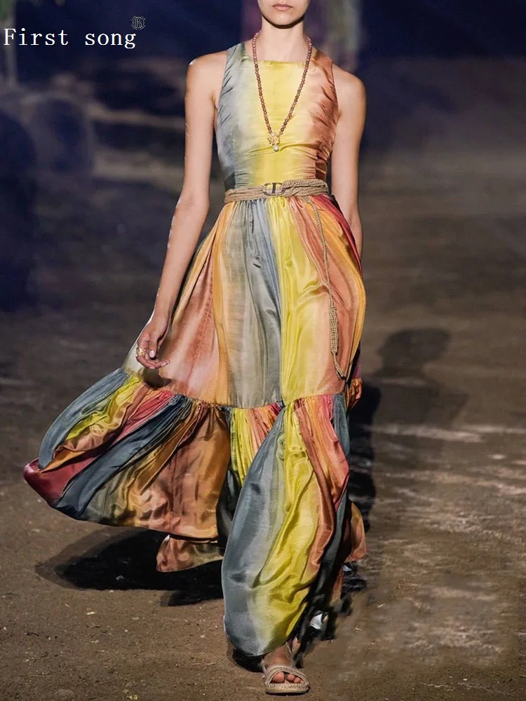 Женское плиссированное платье Zou без рукавов летнее в стиле ретро | Женская