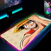 RGB Mouse Pad One Piece Anime Gaming Mousepad Gamer Large LED Black Rubber Mouse Mat PC