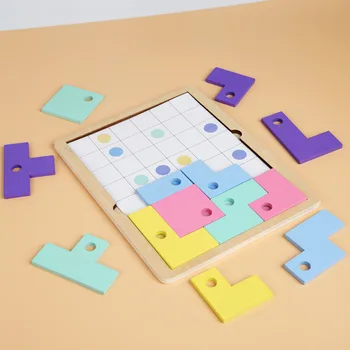 

Wooden Russian Box Baby Early Educational Toys Colorful Game Puzzles Desktop Casual Toys Russian Tetris Puzzle Toys
