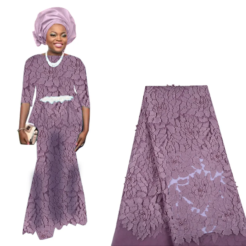 

2019 Latest Nigerian French Lace Fabric African Tulle Lace Fabric With Beads High Quality French Net Lace Fabric For Woman Dress