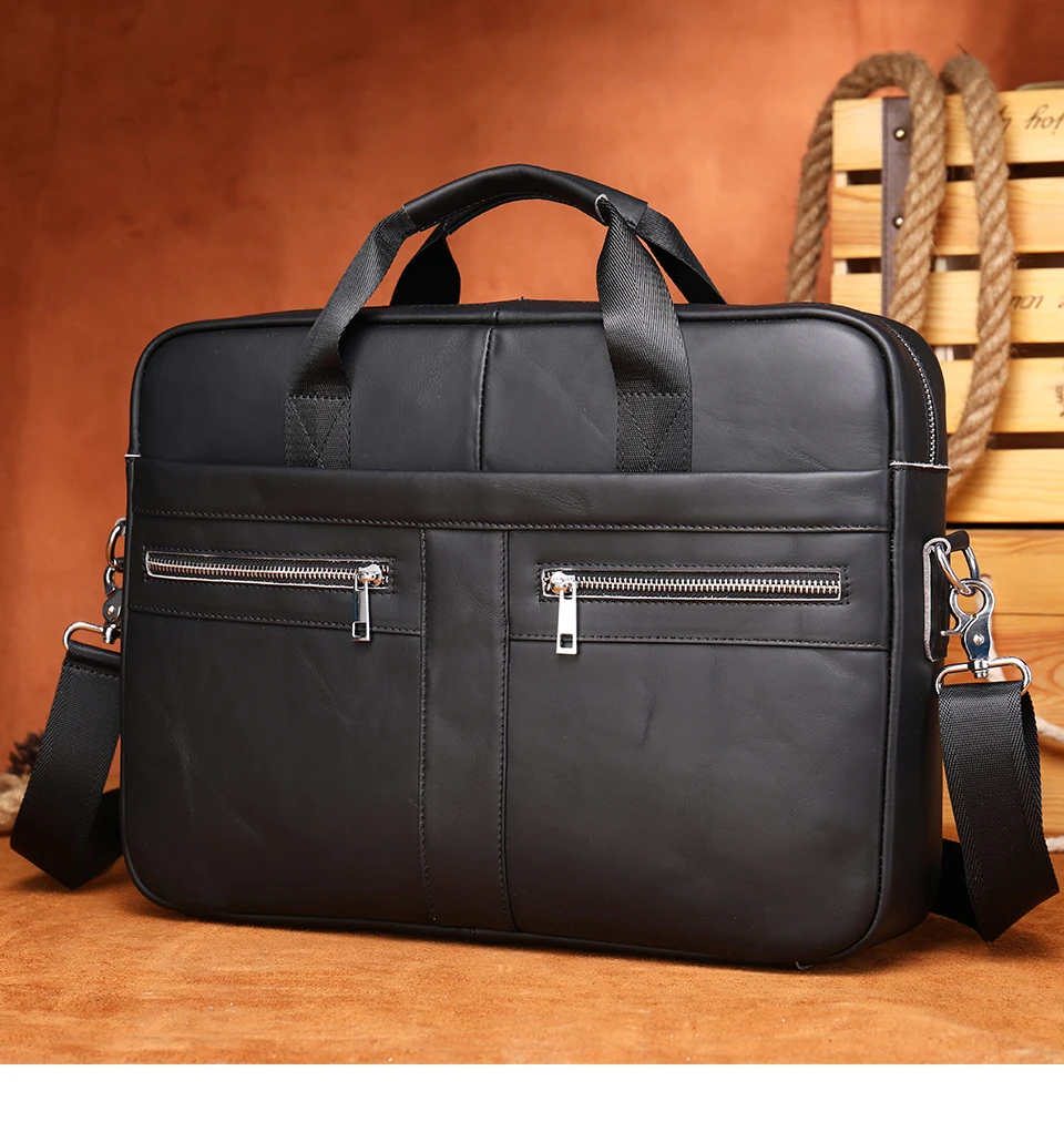 Westal 15.6inch Laptop Bag For Men Document Bag A4 Men's Leather Bags